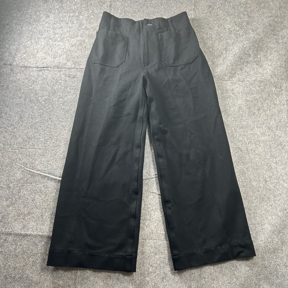 Maeve Pants Womens 26 Black The Colette Ponte Wide Leg Cropped Stretch Casual